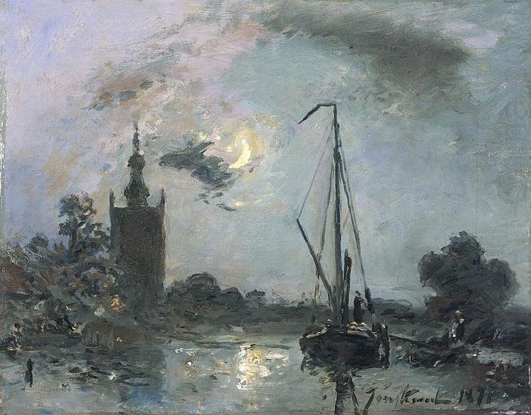 Overschie in the Moonlight, Johan Barthold Jongkind